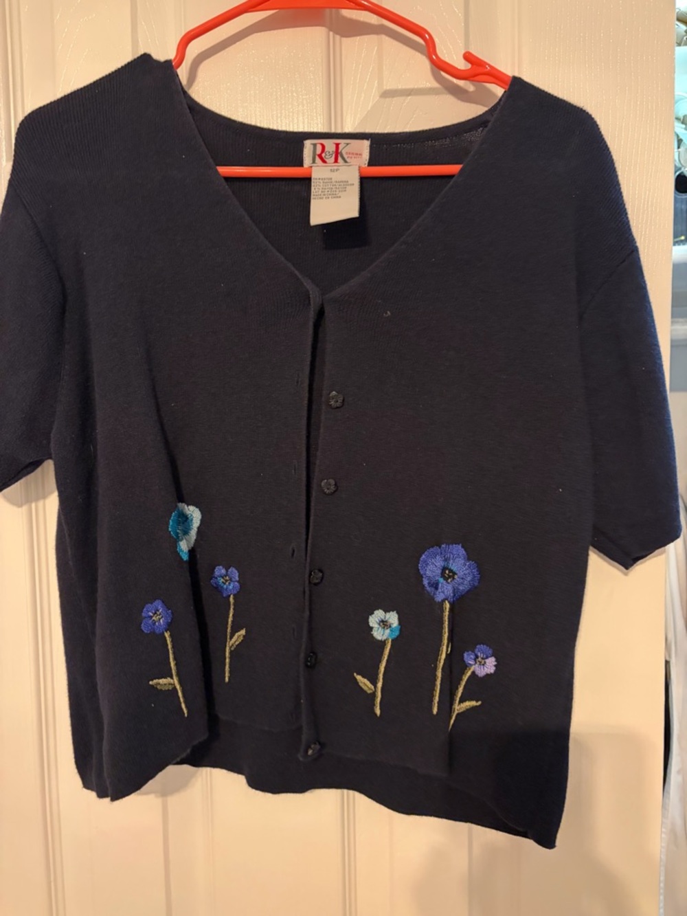 R&K navy Knit Top with Red Logo Tag